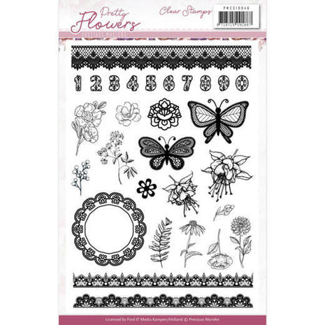 Precious Marieke Pretty Flowers Clear Stamp Set (PMCS10046)