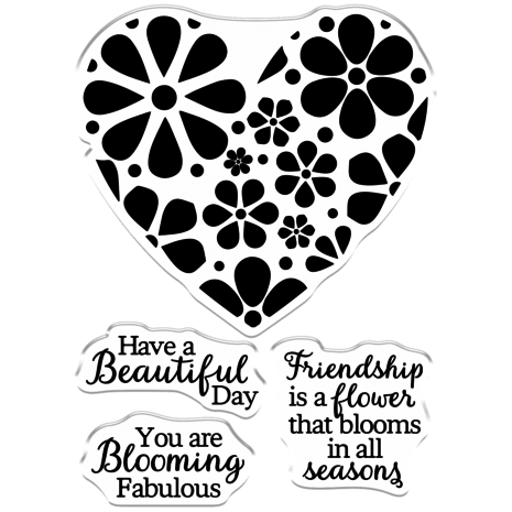 Crafter's Companion Blooming Heart Clear Stamps (CC-STP-BLHEA)