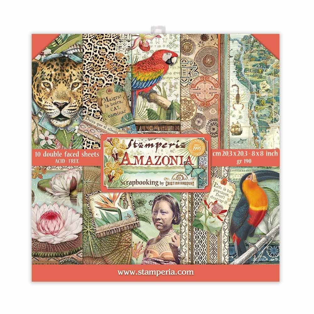 Stamperia Amazonia 8x8 Inch Paper Pack (SBBS28) Stamperia Amazonia 8x8 Inch Paper Pack (SBBS28)