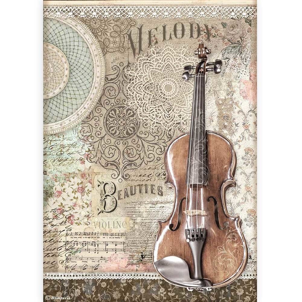 Stamperia Passion Rice Paper A4 Violin (DFSA4538) Stamperia Passion Rice Paper A4 Violin (DFSA4538)