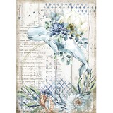 Stamperia Romantic Sea Dream Rice Paper A4 Whale (DFSA4559)