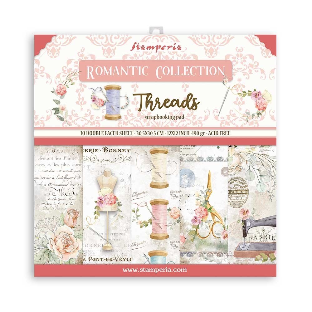 Stamperia Romantic Threads 12x12 Inch Paper Pack (SBBL88) Stamperia Romantic Threads 12x12 Inch Paper Pack (SBBL88)