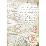 Stamperia Romantic Threads Rice Paper A4 Scissors and Roses (DFSA4565)