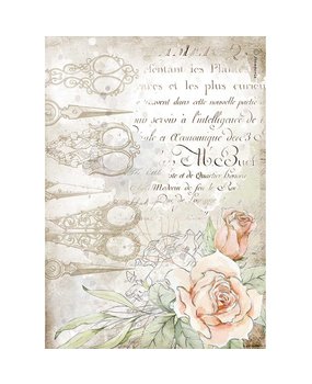 Stamperia Romantic Threads Rice Paper A4 Scissors and Roses (DFSA4565) Stamperia Romantic Threads Rice Paper A4 Scissors and Roses (DFSA4565)