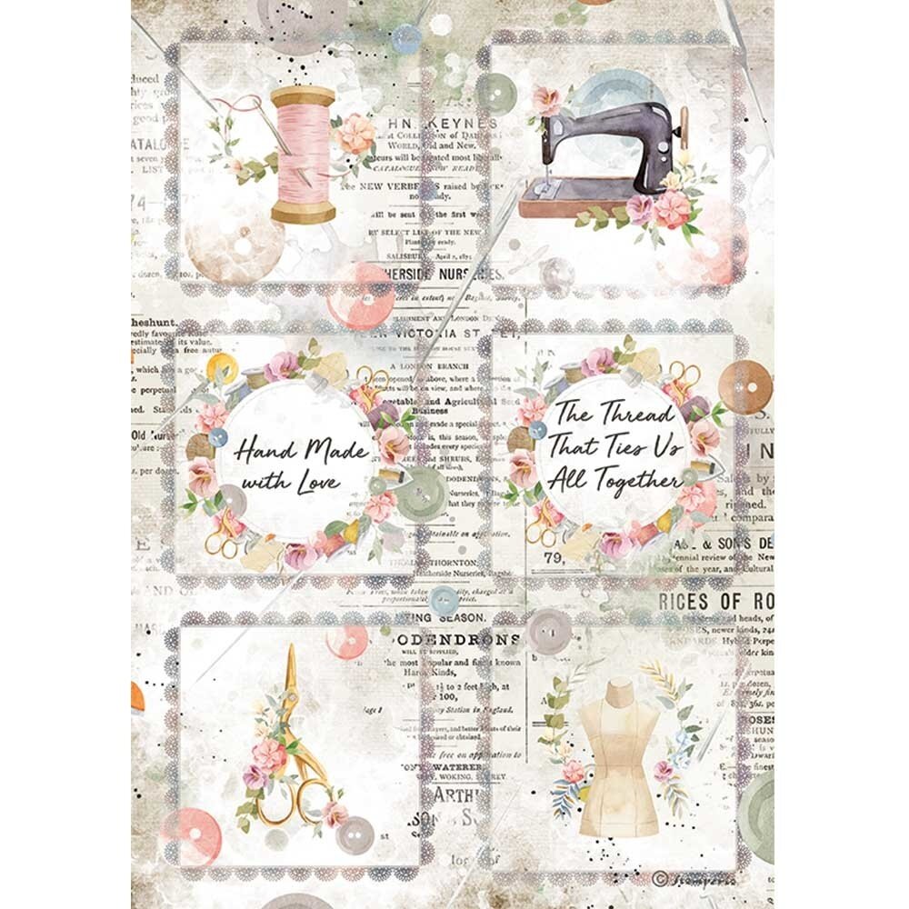 Stamperia Romantic Threads Rice Paper A4 Mini Cards (DFSA4568)