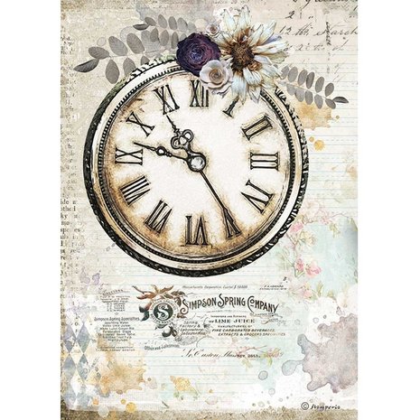 Stamperia Romantic Journal Rice Paper A4 Clock (DFSA4555) Stamperia Romantic Journal Rice Paper A4 Clock (DFSA4555)