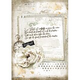 Stamperia Romantic Journal Rice Paper A4 Manuscript and Clock (DFSA4557)
