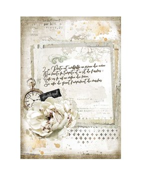 Stamperia Romantic Journal Rice Paper A4 Manuscript and Clock (DFSA4557) Stamperia Romantic Journal Rice Paper A4 Manuscript and Clock (DFSA4557)