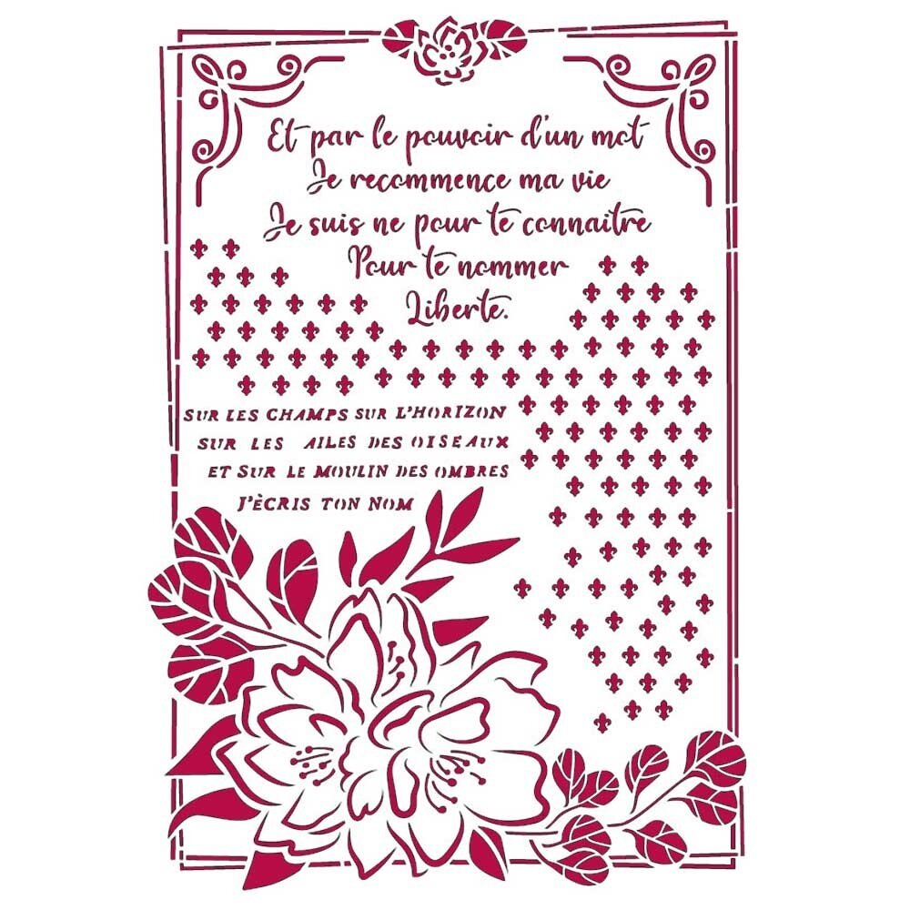 Stamperia Masking Stencil A4 Romantic Journal Flower with Frame (KSG457)