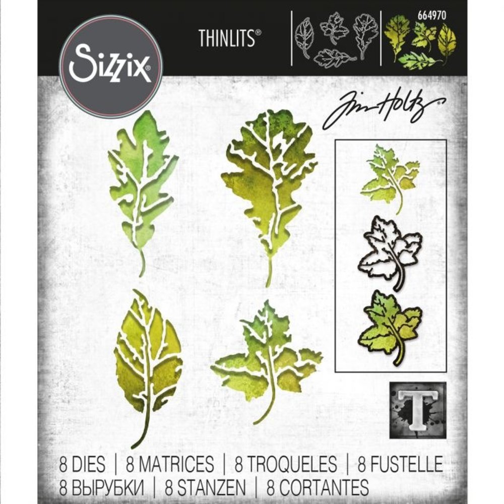 Sizzix Thinlits Alterations Die Set 8PK Leaf Print (664970)