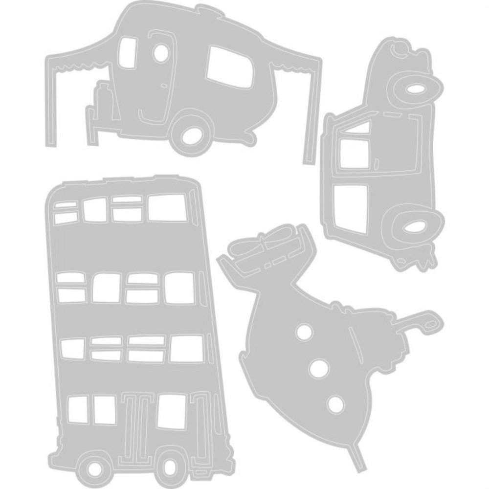 Sizzix Thinlits Alterations Die Set 4PK Wacky Transport #1 (665220) Sizzix Thinlits Alterations Die Set 4PK Wacky Transport #1 (665220)