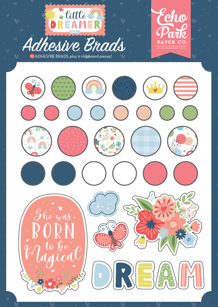 Echo Park Little Dreamer Girl Adhesive Brads (LD237020)