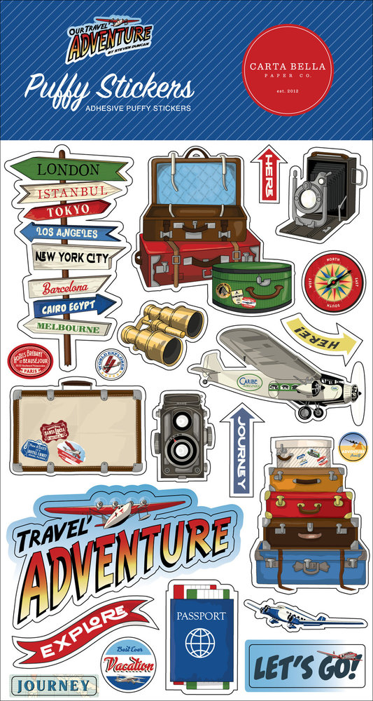 Carta Bella Our Travel Adventure Puffy Stickers (CBOTA131066) Carta Bella Our Travel Adventure Puffy Stickers (CBOTA131066)