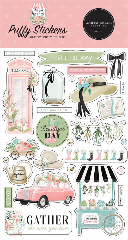 Carta Bella Flower Garden Puffy Stickers (CBGA130066)