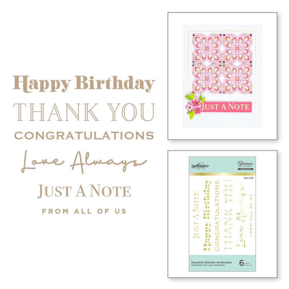 Spellbinders Essential Glimmer Sentiments Glimmer Hot Foil Plate (GLP-278) Spellbinders Essential Glimmer Sentiments Glimmer Hot Foil Plate (GLP-278)