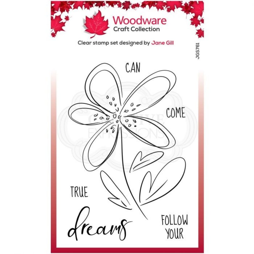 Woodware Singles Schets dahlia Clear Stamp Set (JGS761)