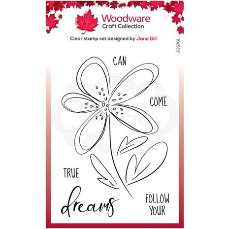 Woodware Singles Schets dahlia Clear Stamp Set (JGS761)