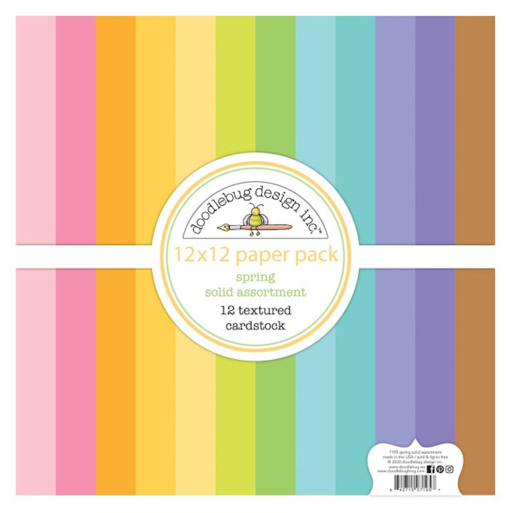 Doodlebug Design Inc. Spring 12x12 Inch Textured Cardstock Assortment Pack (7195)