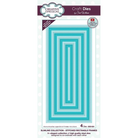 Creative Expressions Slimline Stitched Rectangle Frames Dies (CED1251) Creative Expressions Slimline Stitched Rectangle Frames Dies (CED1251)