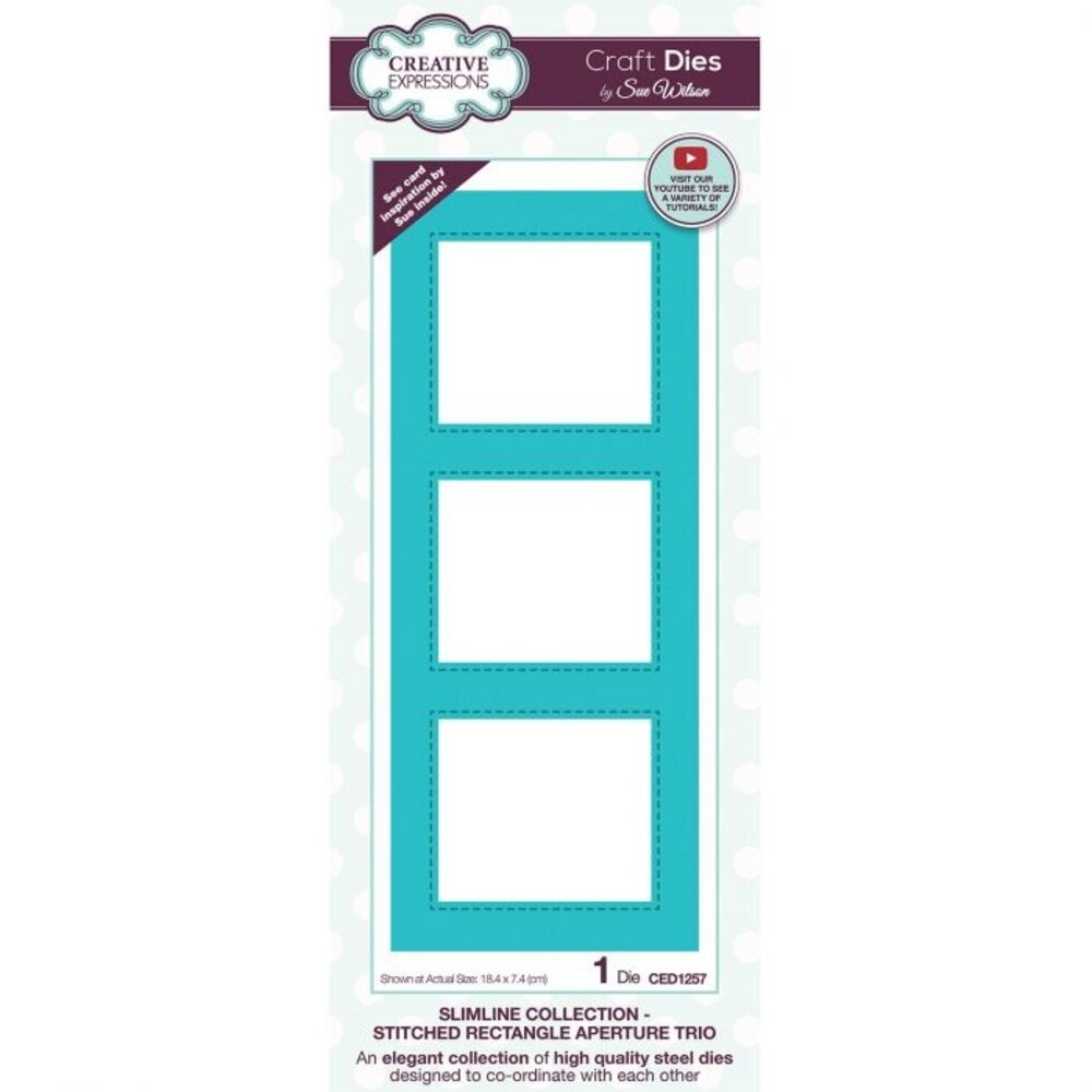 Creative Expressions Slimline Stitched Rectangle Aperture Trio Frames Dies (CED1257)