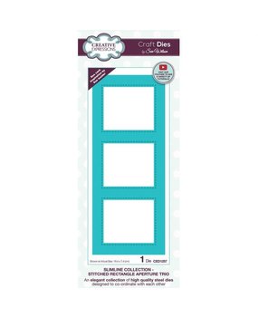 Creative Expressions Slimline Stitched Rectangle Aperture Trio Frames Dies (CED1257) Creative Expressions Slimline Stitched Rectangle Aperture Trio Frames Dies (CED1257)