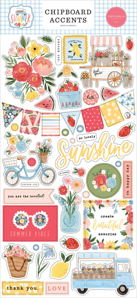 Carta Bella Summer 6x13 Inch Chipboard Accents (CBS113021) Carta Bella Summer 6x13 Inch Chipboard Accents (CBS113021)