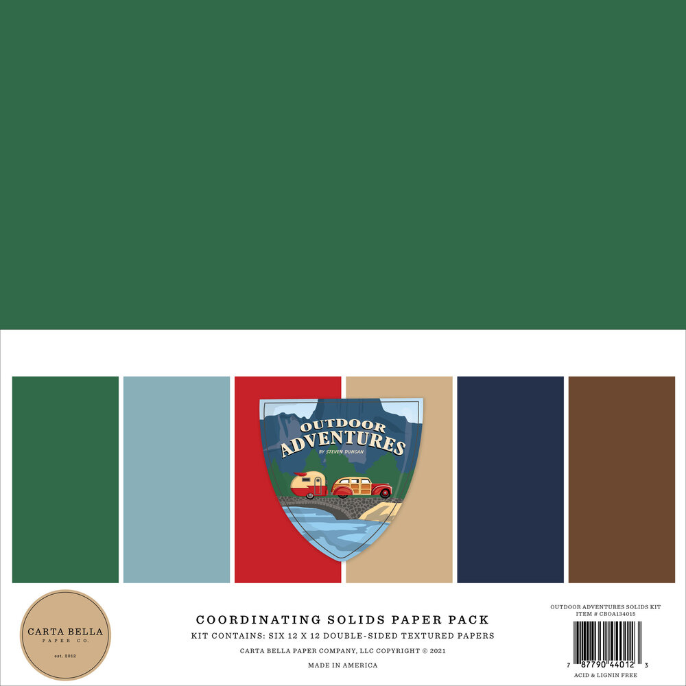 Carta Bella Outdoor Adventures 12x12 Inch Coordinating Solids Paper Pack (CBOA134015) Carta Bella Outdoor Adventures 12x12 Inch Coordinating Solids Paper Pack (CBOA134015)