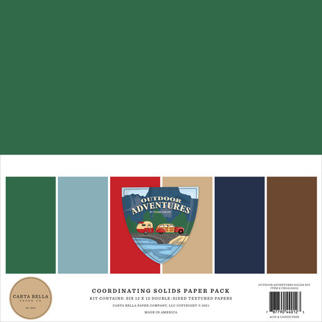 Carta Bella Outdoor Adventures 12x12 Inch Coordinating Solids Paper Pack (CBOA134015) Carta Bella Outdoor Adventures 12x12 Inch Coordinating Solids Paper Pack (CBOA134015)