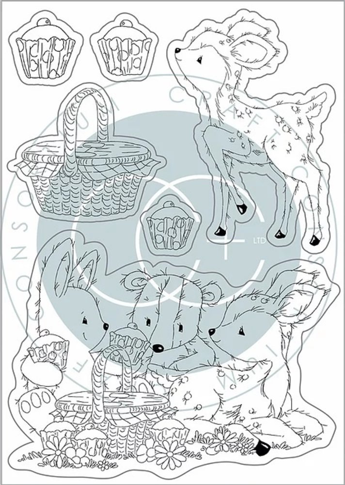 Craft Consortium Bluebells and Buttercups Picnic Clear Stamps (CCSTMP057)
