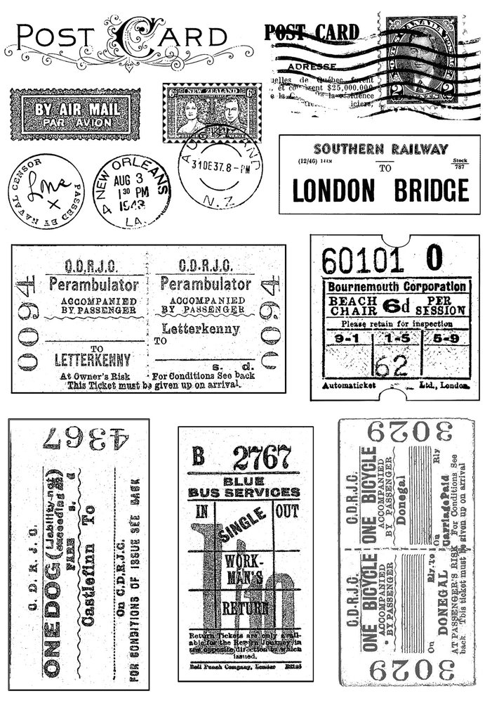 Crafty Individuals Vintage Tickets and Postmarks Unmounted Rubber Stamp (CI-239) Crafty Individuals Vintage Tickets and Postmarks Unmounted Rubber Stamp (CI-239)