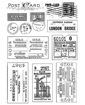 Crafty Individuals Vintage Tickets and Postmarks Unmounted Rubber Stamp (CI-239) Crafty Individuals Vintage Tickets and Postmarks Unmounted Rubber Stamp (CI-239)