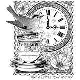 Crafty Individuals Tea at Three Unmounted Rubber Stamp (CI-389)