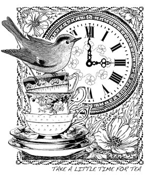 Crafty Individuals Tea at Three Unmounted Rubber Stamp (CI-389)