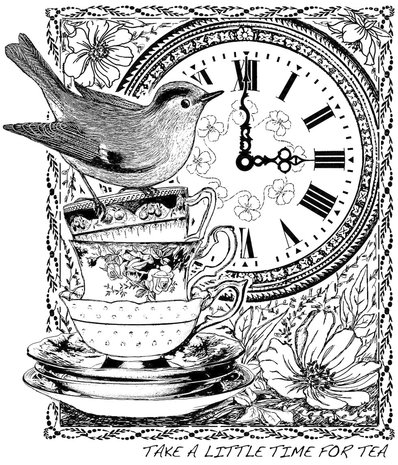 Crafty Individuals Tea at Three Unmounted Rubber Stamp (CI-389)