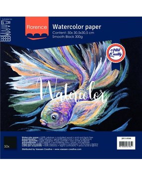 Vaessen Creative Florance Smooth Aquarelpapier Zwart 12x12 Inch 50pcs (2911-9104)*