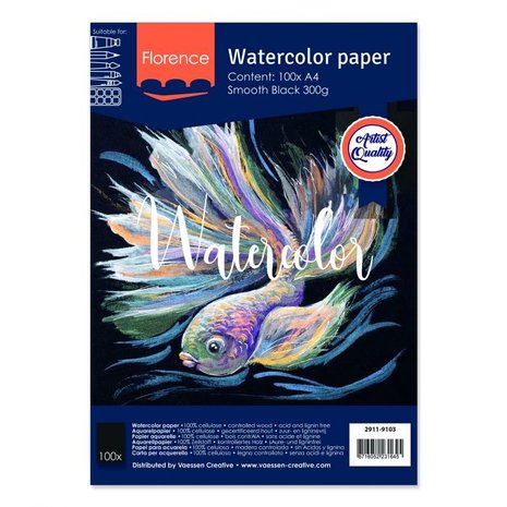 Vaessen Creative Florance Smooth  Aquarelpapier Zwart A4 100pcs (2911-9103) Vaessen Creative Florance Smooth  Aquarelpapier Zwart A4 100pcs (2911-9103)