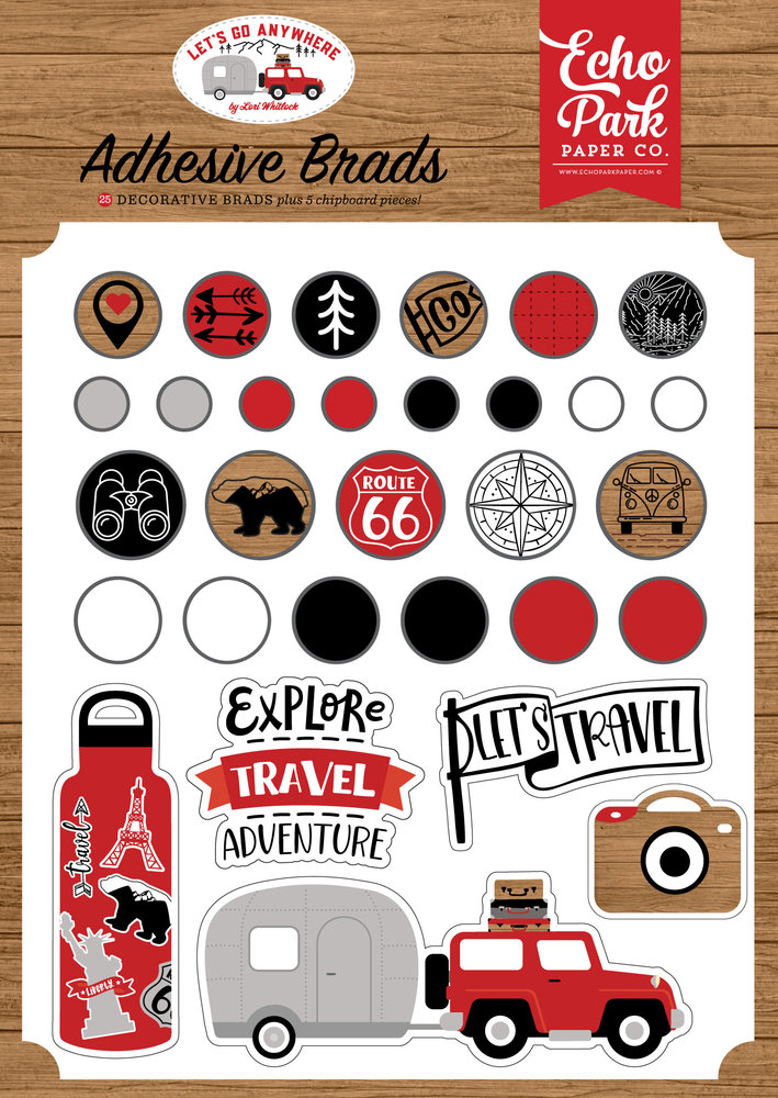 Echo Park Let's Go Anywhere Adhesive Brads (LGA242020) Echo Park Let's Go Anywhere Adhesive Brads (LGA242020)