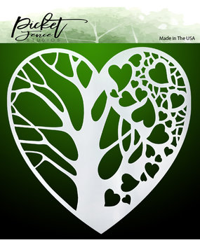 Picket Fence Studios Tree of Hearts 6x6 Inch Stencils (SC-228)