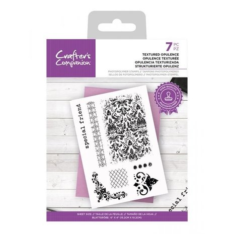 Crafter's Companion Textured Opulence A6 Clear Stamps (CC-STP-TEOP)