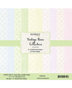Reprint Vintage Basic Collection Damask 12x12 Inch Paper Pack (CRP036) Reprint Vintage Basic Collection Damask 12x12 Inch Paper Pack (CRP036)