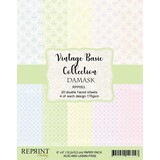 Reprint Vintage Basic Collection Damask 6x6 Inch Paper Pack (RPP053)