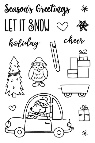 Jane's Doodles Driving Home For Christmas Clear Stamps (JD033) Jane's Doodles Driving Home For Christmas Clear Stamps (JD033)