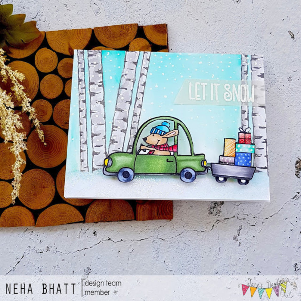 Jane's Doodles Driving Home For Christmas Clear Stamps (JD033) Jane's Doodles Driving Home For Christmas Clear Stamps (JD033)