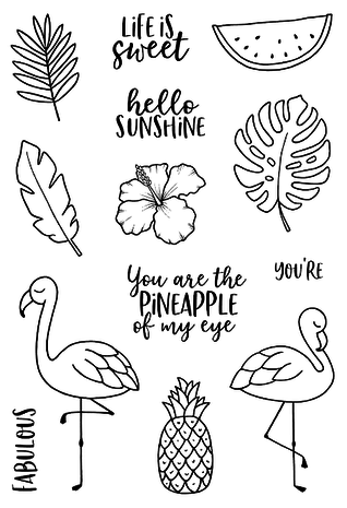 Jane's Doodles Tropical Fun Clear Stamps (JD047) Jane's Doodles Tropical Fun Clear Stamps (JD047)