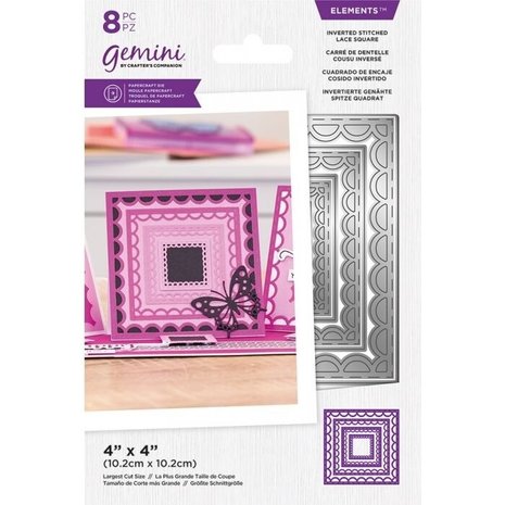Gemini Inverted Stitched Lace Square Elements Dies (GEM-MD-ELE-ISLS)