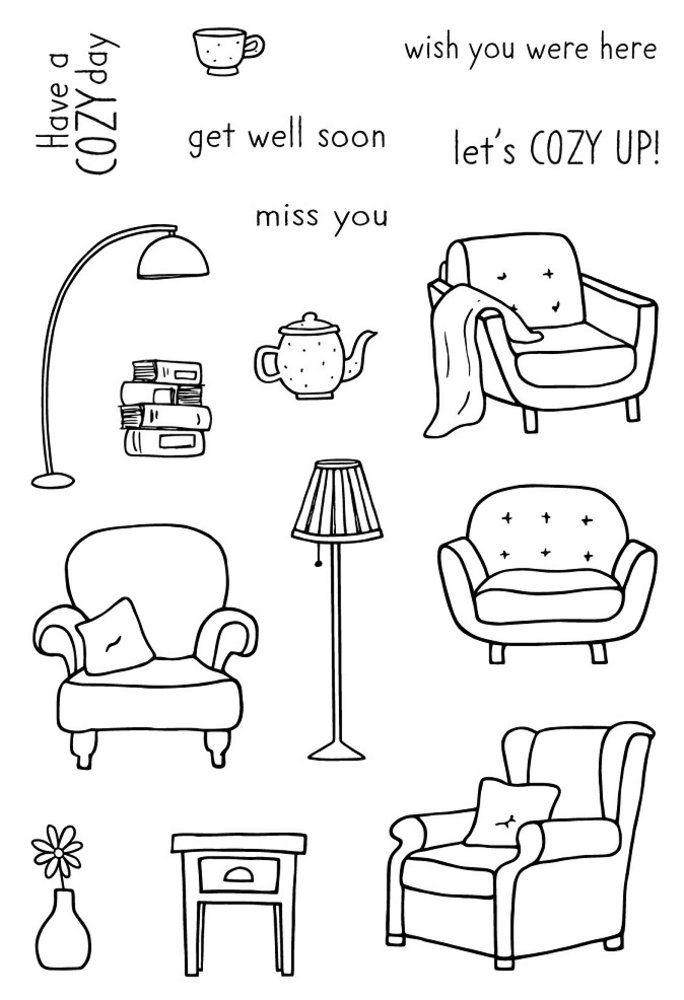 Jane's Doodles Cozy Up Clear Stamps (JD063) Jane's Doodles Cozy Up Clear Stamps (JD063)