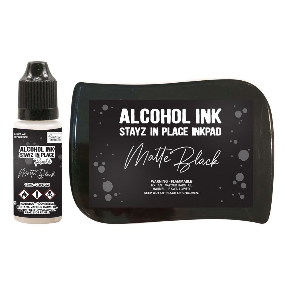 Couture Creations Stayz in Place Alcohol Ink Matte Jet Black Pad+Reinker (CO728161)