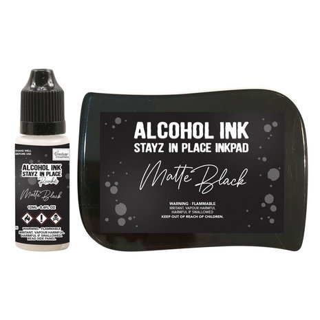 Couture Creations Stayz in Place Alcohol Ink Matte Jet Black Pad+Reinker (CO728161)
