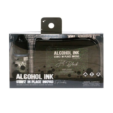 Couture Creations Stayz in Place Alcohol Ink Pearlescent Jet Black Pad+Reinker (CO728162)