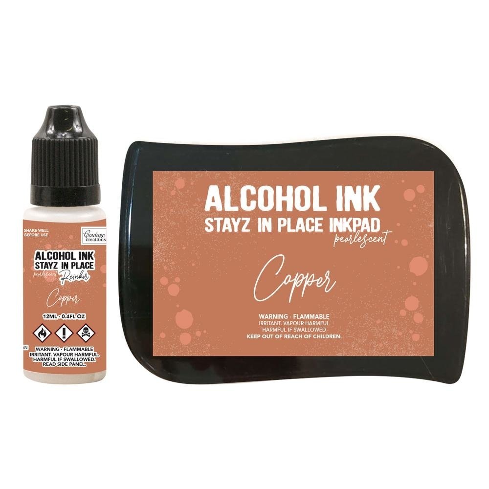 Couture Creations Stayz in Place Alcohol Ink Pearlescent Copper Pad+Reinker (CO728169) Couture Creations Stayz in Place Alcohol Ink Pearlescent Copper Pad+Reinker (CO728169)